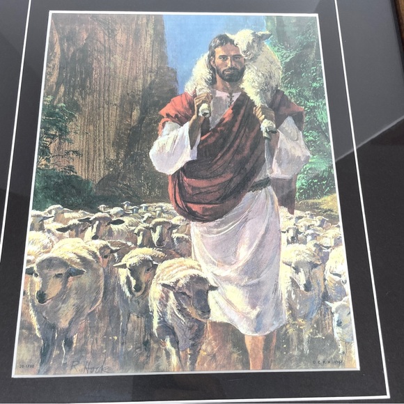 The Good Shepherd by Richard Hook Print Wall Art Gold Metal Frame 14” x 16” - Picture 4 of 11